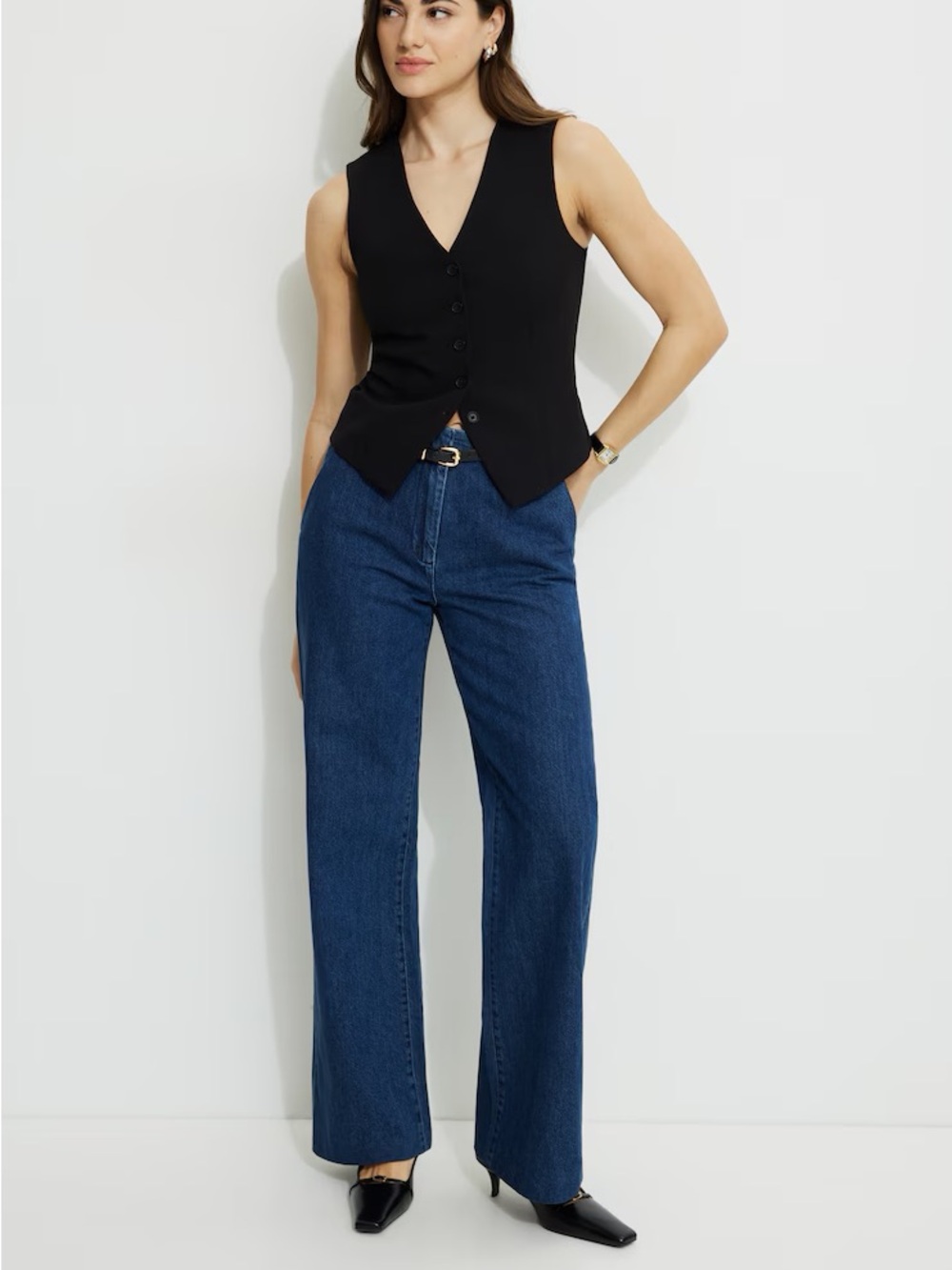 NWT Dynamite High Rise Wide Leg Trouser Jeans in Friday Blue - 27/04